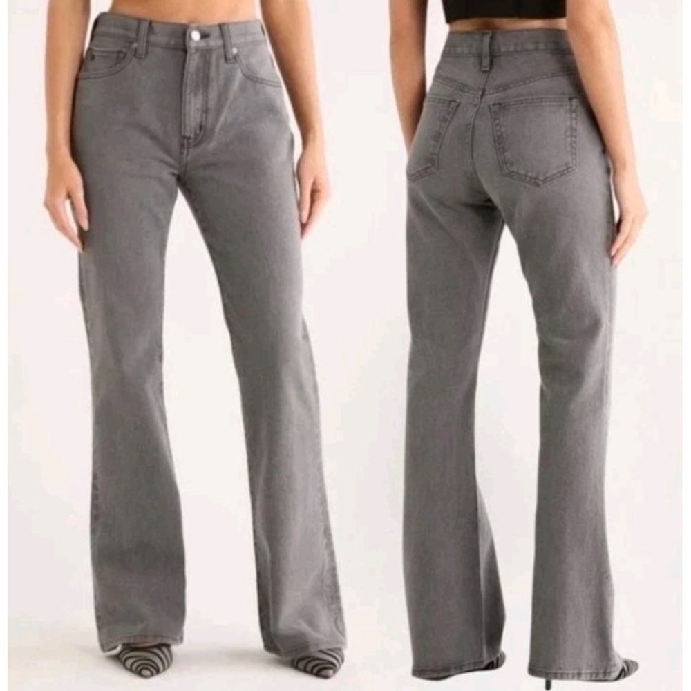 NWT Etica Nina Jeans Women 32x31 High Rise Flare Jeans Denim Gray Edgy Boho Rock